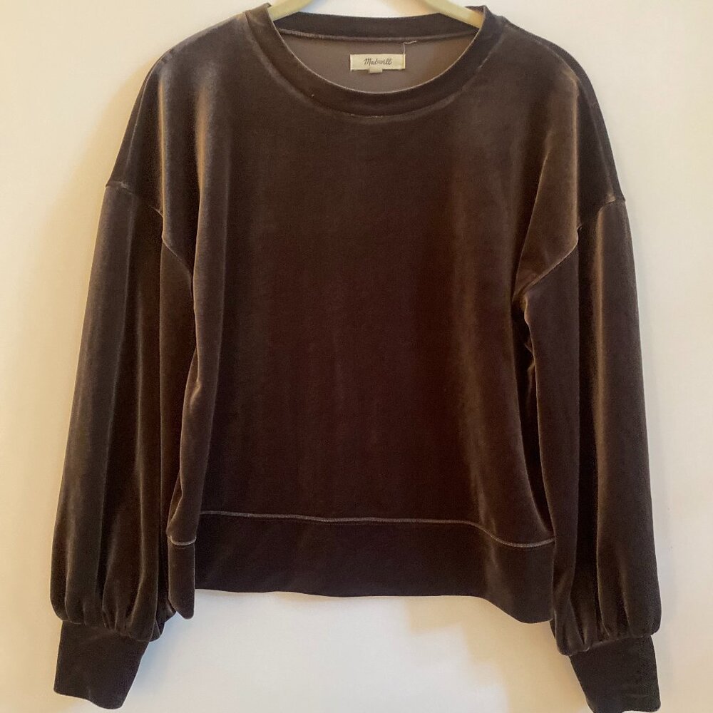 Madewell Velour Pullover Top, XS
